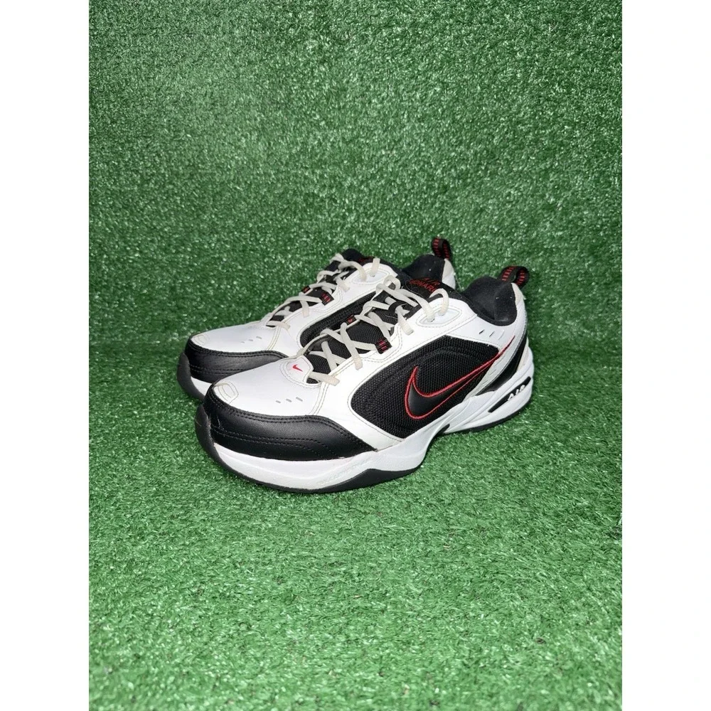 Nike Air Monarch IV Mens Size 10 Black White Red Comfort Shoes Walking Sneakers